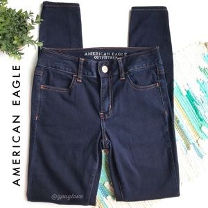 AMERICAN EAGLE AEO Darkwash Hi-Rise Jegging Super Super Stretch Jeans 2 Regular
